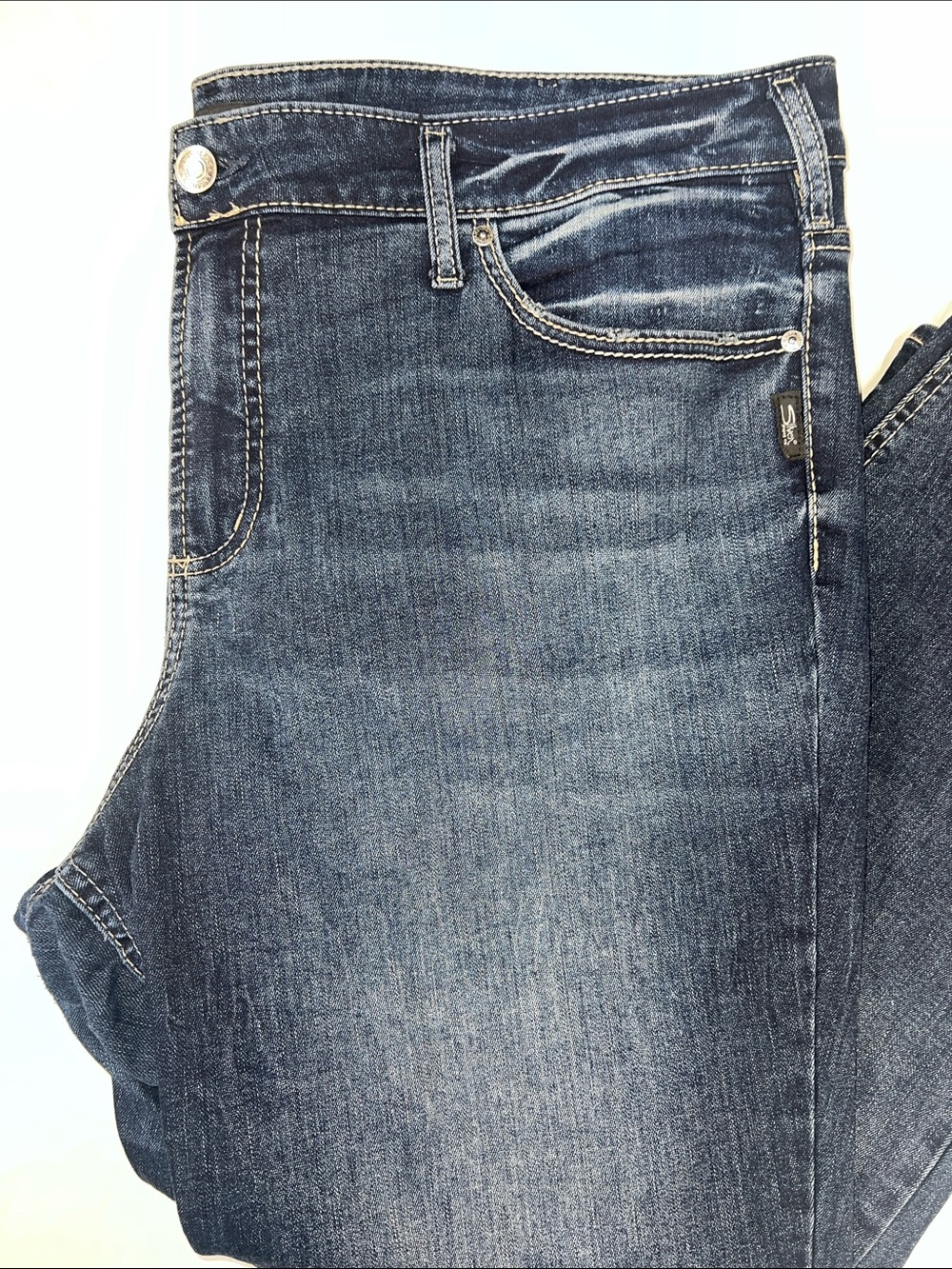 Silver Jeans Co. Suki Mid Rise Straight Leg Jeans Plus Size 22W Dark Wash